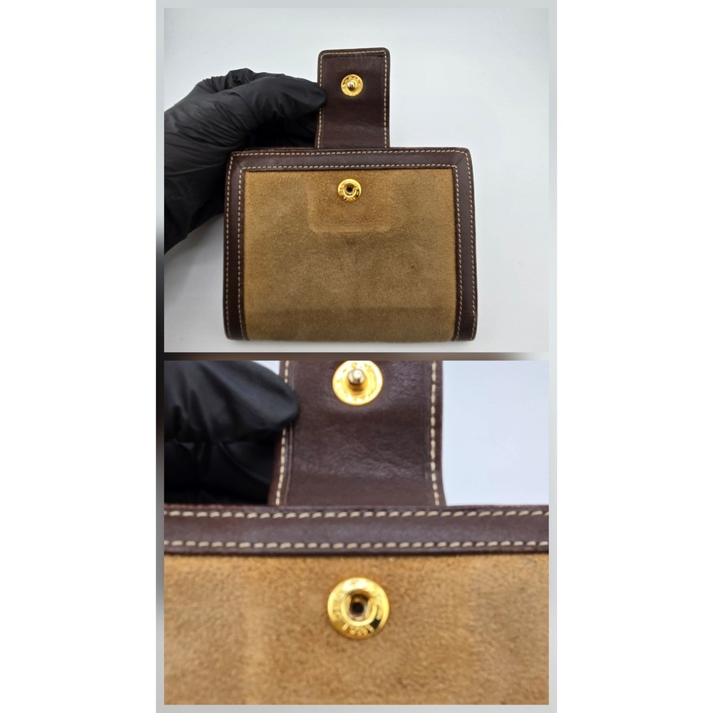 Loewe Bifold Wallet Suede Leather Tan Brown Anagram Logo Made in Spain - Picture 7 of 10